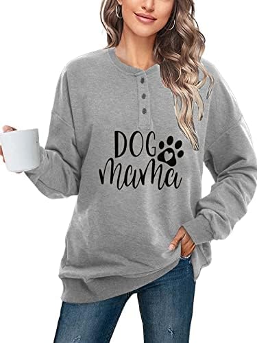 Alltb Dog Mom Twicrirt Women Dog Mama Ma se košulja Pulover Slatki pseći džemper dugi rukav slovo tiskanje majice vrhovi