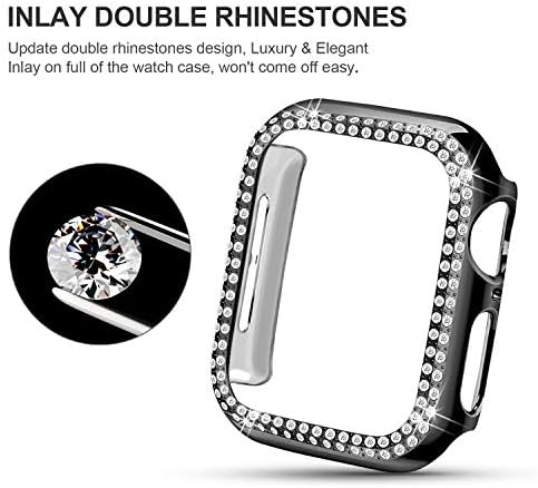 Yolovie Bling futrola kompatibilna za Apple Watch SE Series 6 5 4 44 mm Zaštitni poklopac Kristalni dijamantski sjajni odbojnik