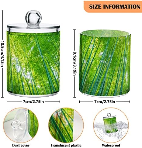 Yyzzh zeleni bambusovi šumski botanički biljni ispis 2 paket Qtip držač za dozator za pamučni bris kuglični okrugli jastučići