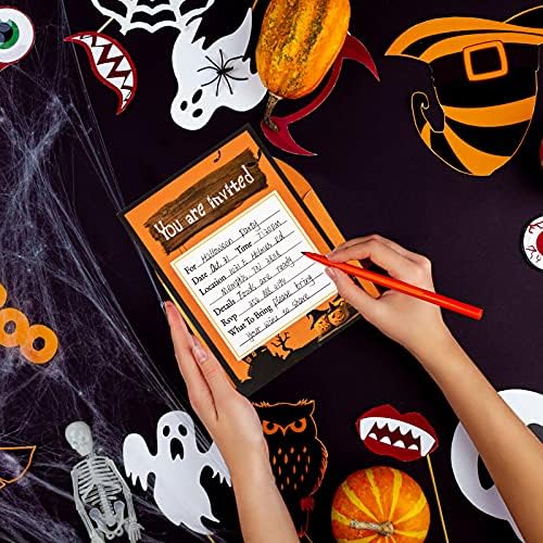 XJF pozivnice za Halloween zabavu za djecu, 5 inčni x 7 inčni Poziv za prazno, 12pcs i omotnice zastrašujuće kuće bundeve