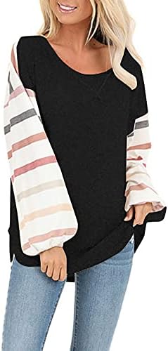 Ženski udobni ležerni modni pruga dugih rukava dugi rukavi O-Neck labavi vrhovi bluze s kauzalnim bluzama vrhovi