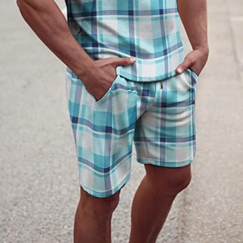 Beuu ljetne kratke hlače za muške, vertikalne trake tlaka s printom casual havajski plivači Sportske bermude kratke hlače