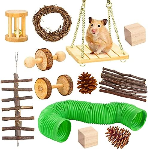 Igračke za žvakanje hrčka, 12 pakiranja prirodnih drvenih igračaka štakora chinchillas igračke pribor za njegu zuba molara