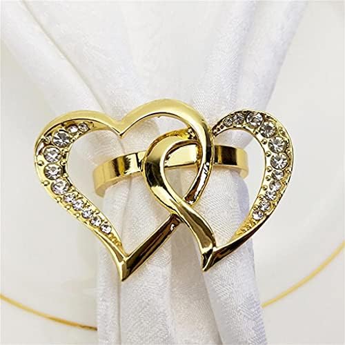 WSSBK 6 PCS-a za vjenčanu salvetu u obliku srčane salvete metalne salvete prsten vjenčanja ukras za zabavu za zabavu