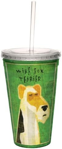 Pozdravi bez drveća žica Fox Terrier John W. Golden Artiful Putnik s dvostrukim zidom hladne šalice sa slamom za višekratnu