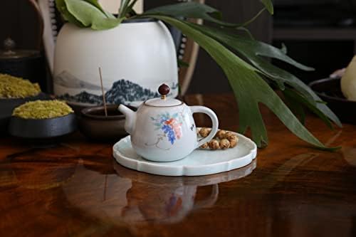 Porculanski čajnik ， 8 unca čajnog lonca ， šareni ručno nacrtani uzorci.