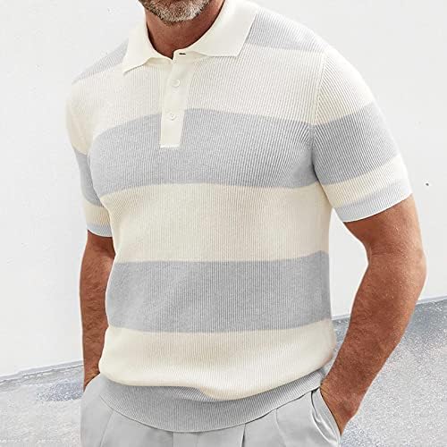 Ljetne košulje za muškarce Muška proljetno-ljetna modna pletena majica kratkih rukava s prugastim reverom od folije