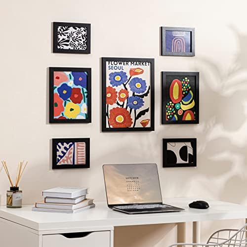 Eletecpro 9pcs okviri za slike kolaž zidni dekor za zid ili tabletop zaslon i 7 -pipe galerija zidni okvir s prostirkom za