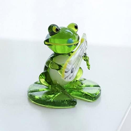 Houchu žaba figurice žabe glazbenik statue 1pcs slatka staklena žaba zanata personalizirano smiješno igranje saksova dekor