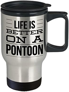 Hollywood & Twine Pontoon čamac šalica za kavu - Život je bolji na pontonskom nehrđajućem čeliku izoliranu šalicu za putničku