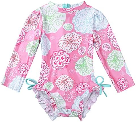 Hulija dojenčadi Djevojčice 1 komada kupaći kostim dugim rukavima cvjetni tiskani ruffles osip garj brze suhe kupaće kostime