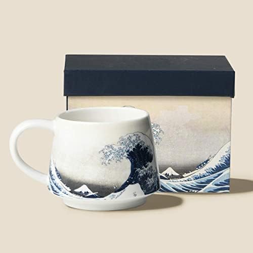 Topadorn keramička šalica za kavu za kavu Poklon 12oz, porculanski čaj s ručicom za kuću i ured, šalica uzorka sjajnog vala