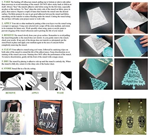 Yeulioncraft samoljepljiva svilena zaslona tiskanje šablona božićne tematske mreže prenosi za DIY majice ukras za jastuk