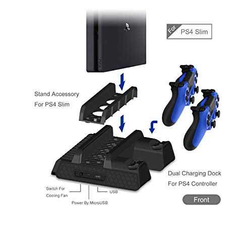 Multifunkcionalna univerzalna vitka vertikalna stajalište + držač za punjač navijača + punjač, ​​kompatibilan s PS4 Pro,