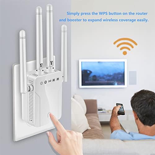 WiFi Extender Pojačanje signala do 8000sq.ft i 35 uređaja, do 1200Mbps dvostruki pojas 5G / 2,4 GHz WiFi Booster 4 antene