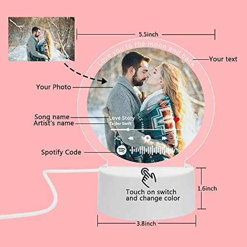 YESCUSTOM Custom Spotify Plake Photos Okvir, Personalizirani skenibilni glazbeni plaketi naslovnica albuma, CousTimezd Clear