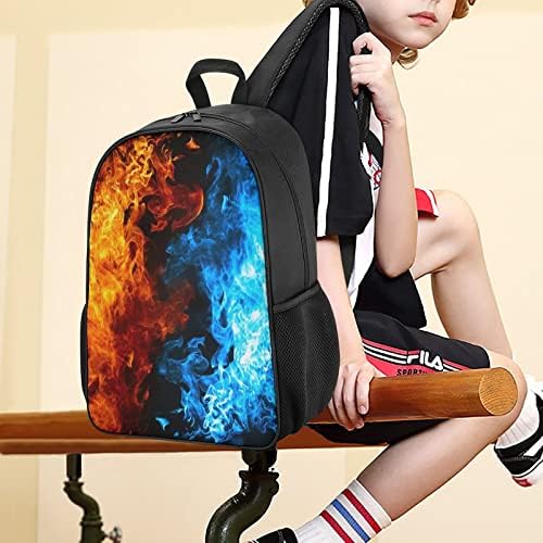 Crvena i plava vatra vatrenja unisex ruksaka lagana modna torba na modnoj torbi s džepovima s bocom vode