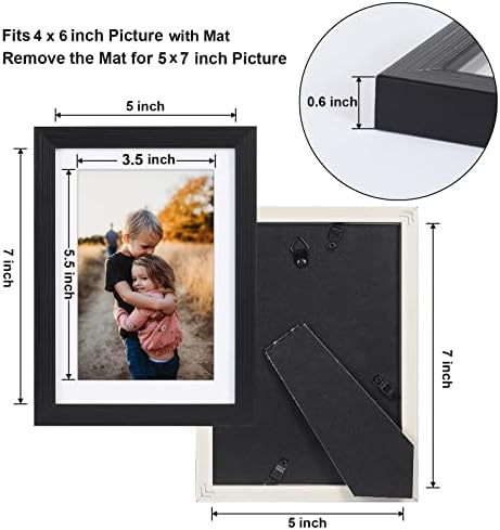 ArtBy7 5x7 okvir za slike Matted to 4x6 slika ili 5x7 bez prostirke, 9 pakiranja zidnih okvira u crnom za zid ili zaslon