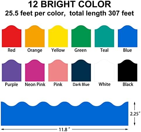 307 stopa 12 boja Bilten Board Border naljepnice za ukrase u učionici ljepljivi višebojni brodovi za školski zidni dekor