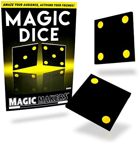 Magic Makers Magic Dice Trick - Sjajne crne kockice s visoko vizualnim žutim pipsima koje se misteriozno mijenjaju