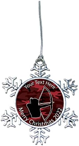 Strijelac Hunter Hunter Camo Sretan božićni ukras snježne pahuljice Srebrni metalni poklon Odaberite svoj tekst