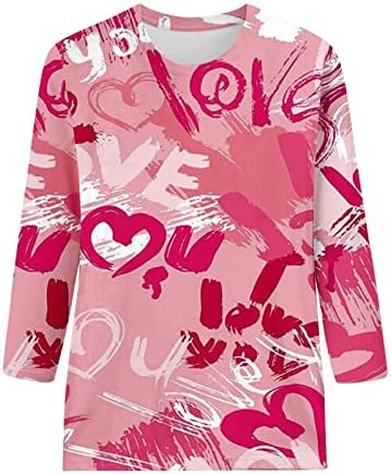 JJHAEVDY Žene vole Srčane dukserice sretne majice za Valentinovo grafičke pulover dugih rukava bluza