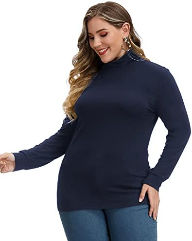 Žene plus veličine dugih rukava rugao vrat lagani pulover tanke majice