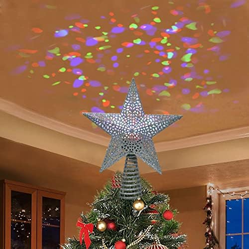 Božićno drvce zvijezde, LED boja šupljeg svjetlucavog projektora, 12 u 3D šupljom pentagram drvetu Topper, umetnite srebrno