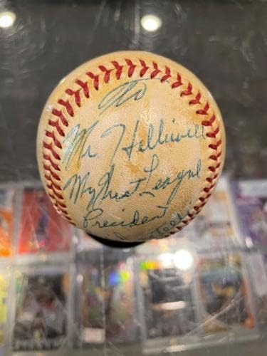 1957. Augie Donatelli MLB UMPIRE SINGL potpisao službeni Harridge Baseball JSA - Autografirani bejzbol