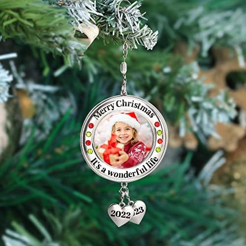 Mtworld božićni ukras za fotografije, božićni ornament, personalizirani, novi dječji poklon, okrugli metalni ukras za fotografije