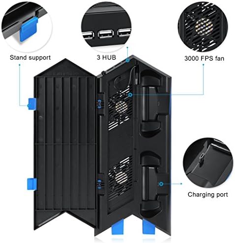AMIR PS4 vertikalni ventilator za hlađenje, hladnjaka za punjenje s 2 priključka za punjenje regulatora + 14 Skladištenje