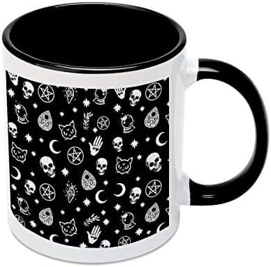 Lubanje mačji mjesec gotička keramička šalica kreativna crna unutar šalice kave trajna ručka šalice jedinstveni darovi