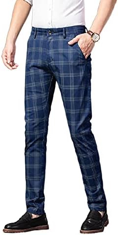 Muške ležerne karirane hlače modni retro konusni rastezljivi Slim Fit Business Assion Chino hlače