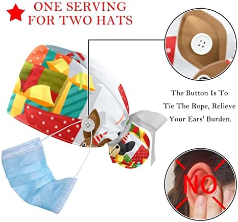 2 pakiranja podesive radne poklopce, šešir s gumbom s gumbom rastezljive kravate za ženske muškarce Djeda Božićnjak Božić