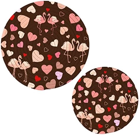 Alaza Hearts i Pink Flamingos Mirovi Trivets Set Pamuk Hot Hots Holders Set Farmhouse Coasters, vrući jastučići, vruće prostirke