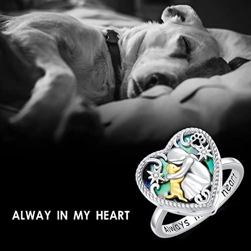 Sterling srebrni pas urn prsten za pepeo, pseće memorijalno čuvanje Kremacije nakit darovi za ljubitelje pasa žene