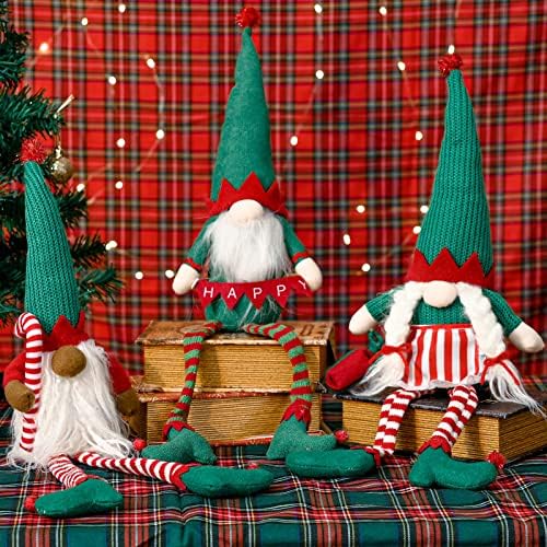 Unscre božićni gnomi Plush Elf Dekoracija - 3PCS MR & MRS HONDMADE Xmas Dugo nogu Zimske gnomi Švedski Tomte Santa lutke