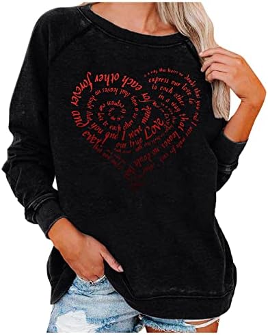 Jjhaevdy žene vole srčanu duksericu grafičke pulovere sretne majice za Valentinovo pulover vrhovi bluza