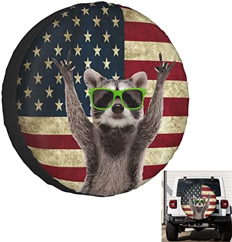 Slatki raccoon rezervni poklopci za gume za kotače za RV gume kamper američke zastave zaštitnici za poklopce za gume za prikolicu