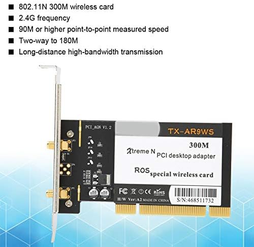 TX-AR9WS AR9220 PCIE WIFI kartica, 300Mbps bežična WiFi mrežna kartica s 2 antene, 802.11b/g/n PCI Express Wi-Fi adapter
