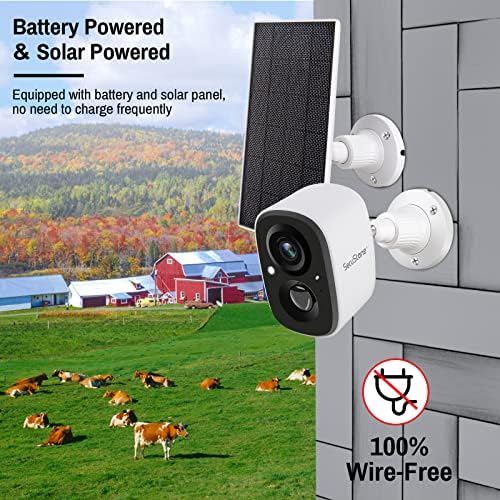 Secustone Security Security Outdoor Camera bežična sa solarnom ploči, kamere za sigurnost kuće, vanjska kamera s noćnim vidom