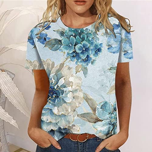Ženske bluze s kratkim rukavima božura cvjetna grafika opuštena fit bluza majica za vrat casual bluze 2023 bl