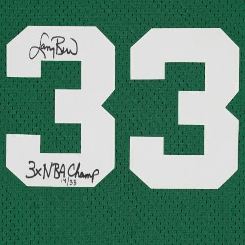 Uokvireni Larry Bird Boston Celtics Autografirani Green Mitchell & Ness 1985-1986 Swingman Jersey s natpisom 3x NBA Champ-