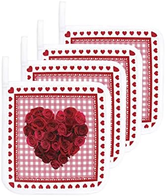 Kuhinjski rupiri Viseti vrući jastučići set od 4 sretnog Valentinova akvarela ptice par stroj za pranje srca za pranje mikrovalne