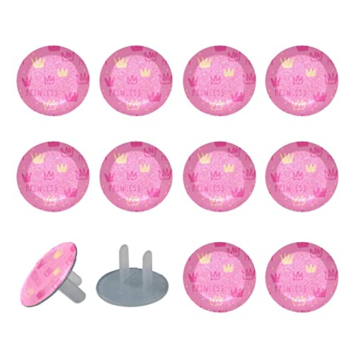 Outlet utikači pokriva 24 pakiranja, Pink Princess Crown Slatki utikač, dvostrani okrugli plastični utikači za utičnice električne