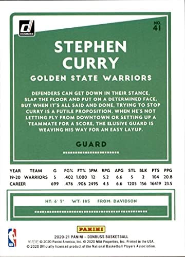 2020-21 Donruss 41 Stephen Curry Golden State Warriors košarkaška karta