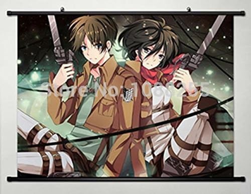 Crtani svjetski dekor doma Anime Attack na Titan Wall Scroll Poster Eren & Mikasa