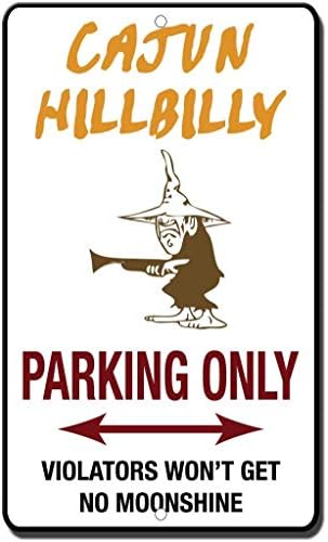 Guqff Metal Tin Sign Cajun Hillbilly Parking samo prekršitelji neće dobiti Mjesečevni znak Zidni dekor Zid 12x8 inča