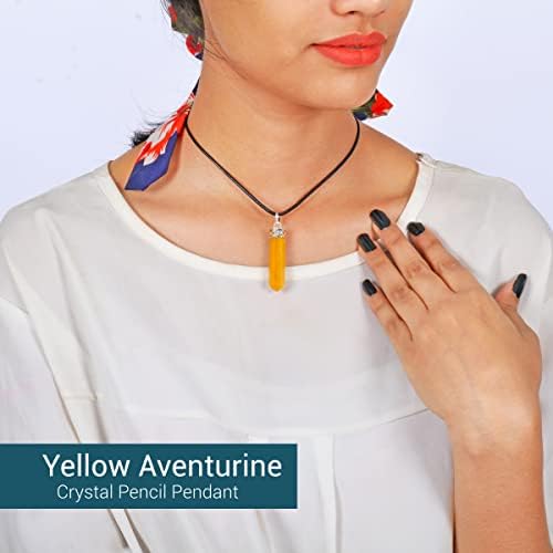 Aashita Creations žuti aventurinski iscjeliteljski privjesak, uniseks privjesak, ogrlica kristalnog lanca, kristalni ormarić