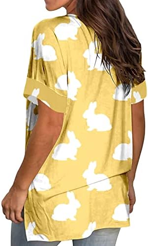 Ženska košulja ženska ležerna proljetno-ljetna majica s izrezom u obliku slova A i kratkim rukavima uskršnja majica sa smiješnim